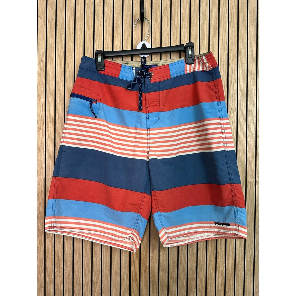 194 Patagonia Men's Striped Board Shorts Swim Trunks (Size 34, EUC)